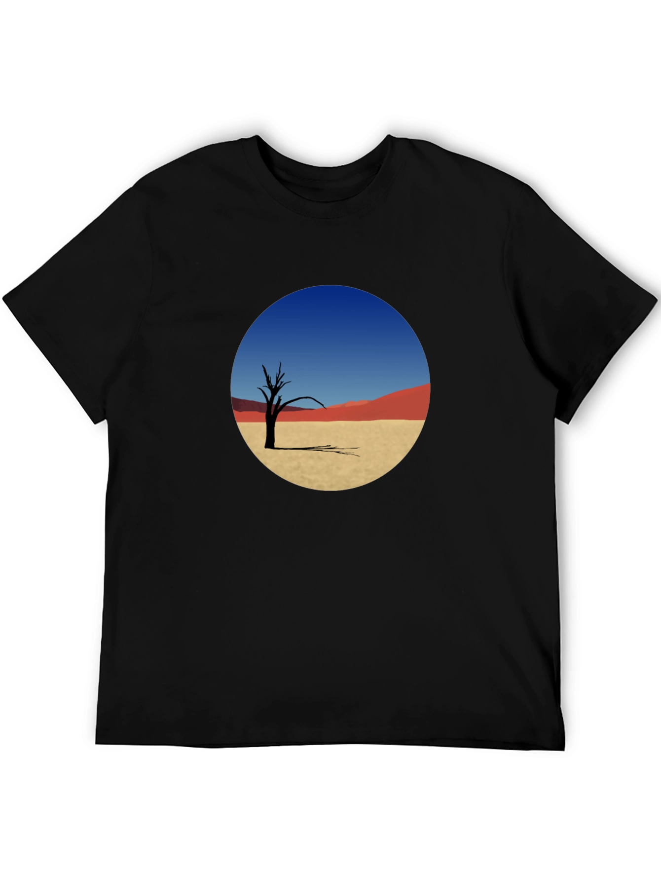 Desert Landscape Graphic Tee - Unique Mens Black T-Shirt