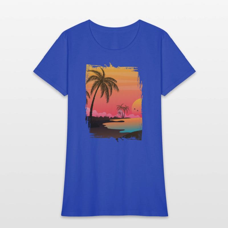 Beach Palm Sunset , Beach, Palm Trees, Vacation
