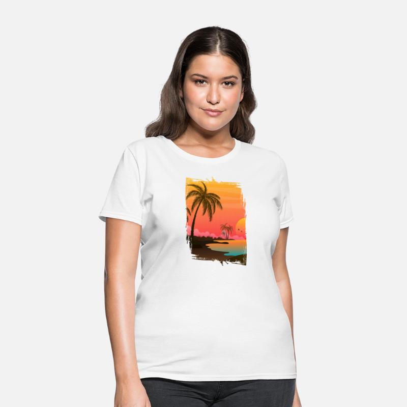 Beach Palm Sunset , Beach, Palm Trees, Vacation