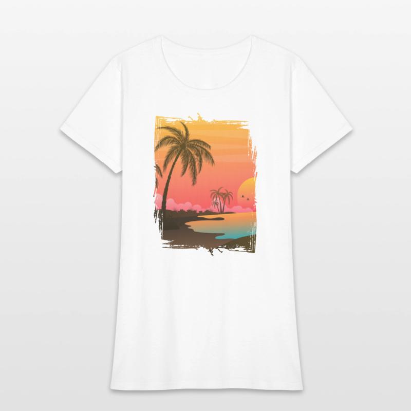 Beach Palm Sunset , Beach, Palm Trees, Vacation