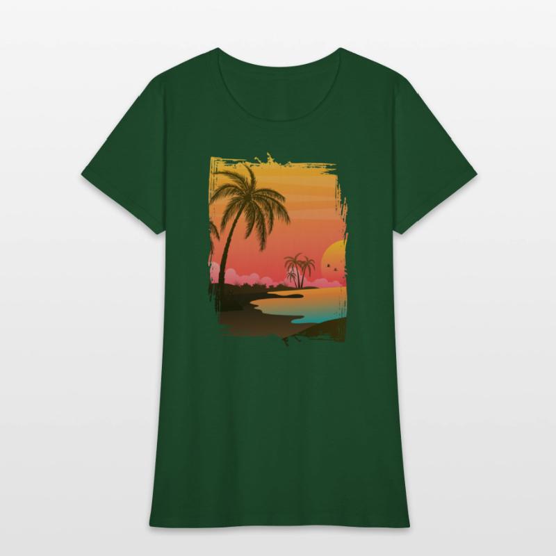 Beach Palm Sunset , Beach, Palm Trees, Vacation