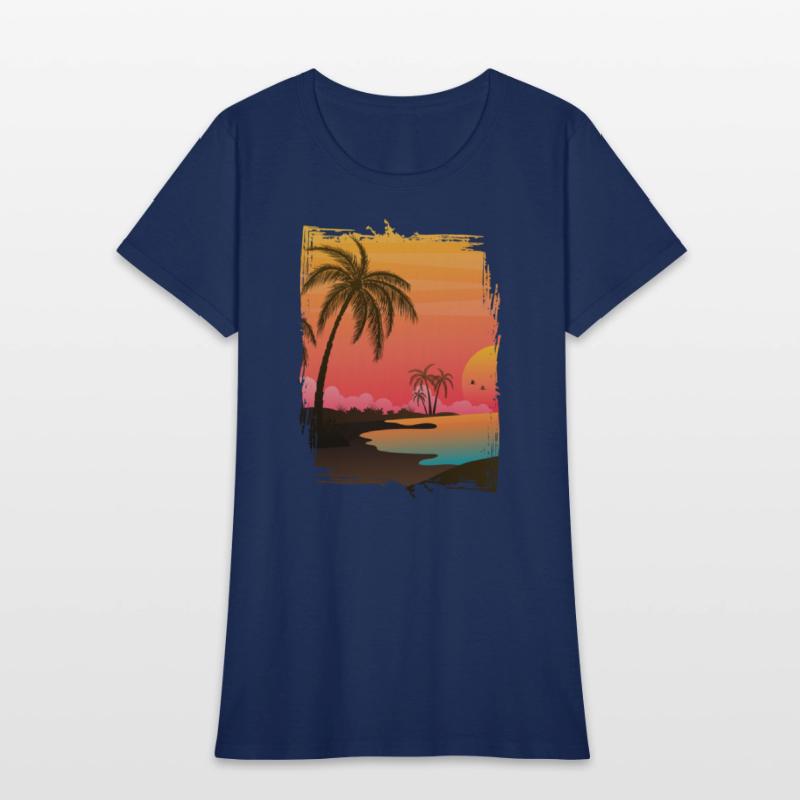 Beach Palm Sunset , Beach, Palm Trees, Vacation