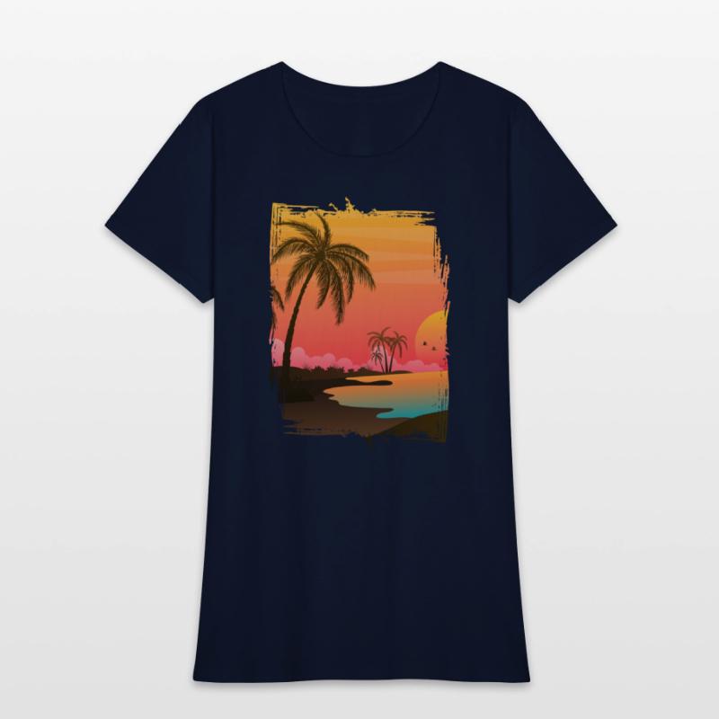 Beach Palm Sunset , Beach, Palm Trees, Vacation