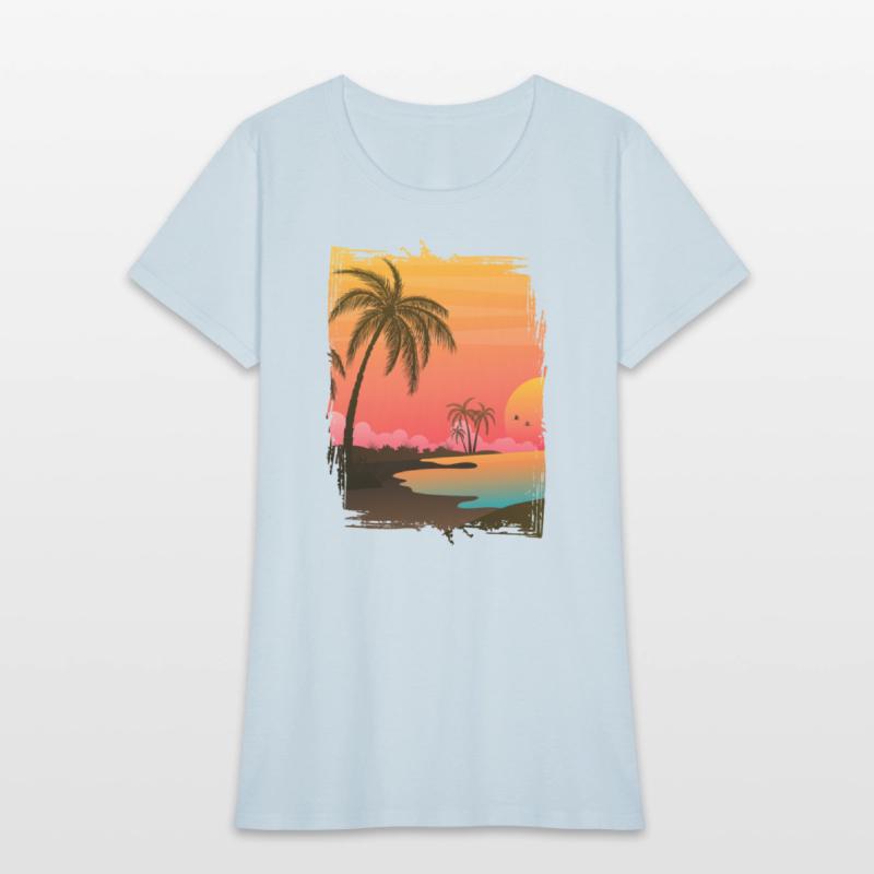 Beach Palm Sunset , Beach, Palm Trees, Vacation