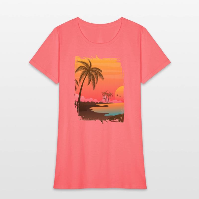 Beach Palm Sunset , Beach, Palm Trees, Vacation