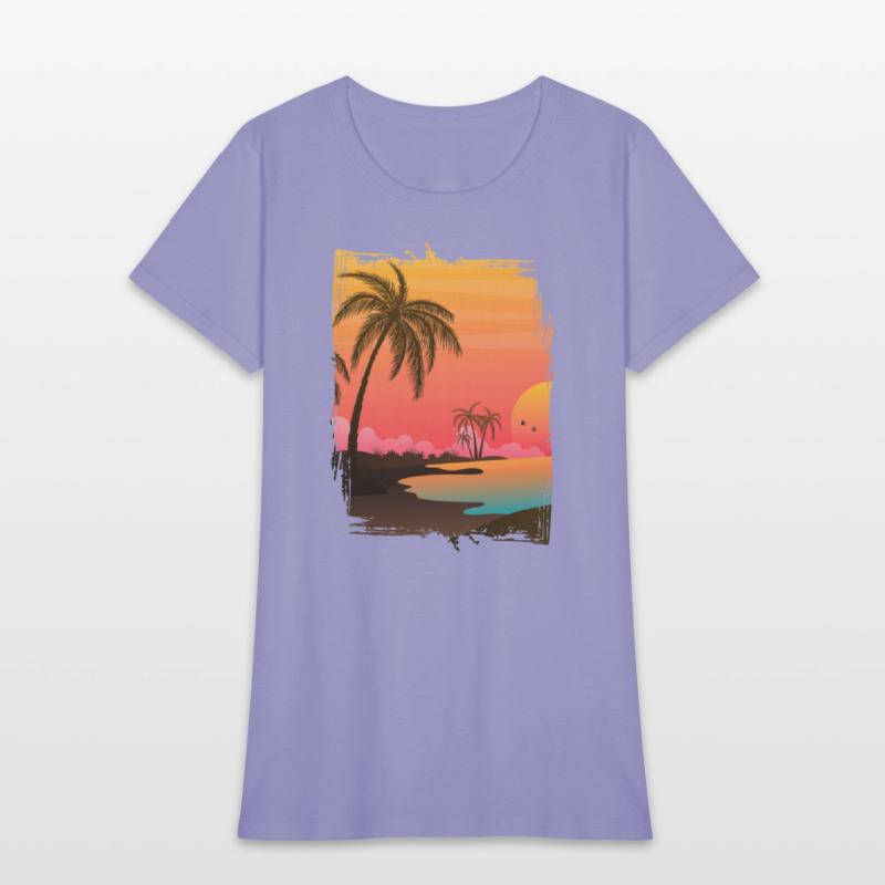 Beach Palm Sunset , Beach, Palm Trees, Vacation