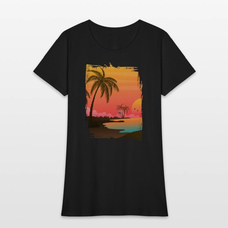 Beach Palm Sunset , Beach, Palm Trees, Vacation