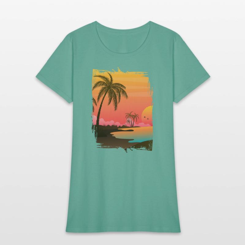 Beach Palm Sunset , Beach, Palm Trees, Vacation