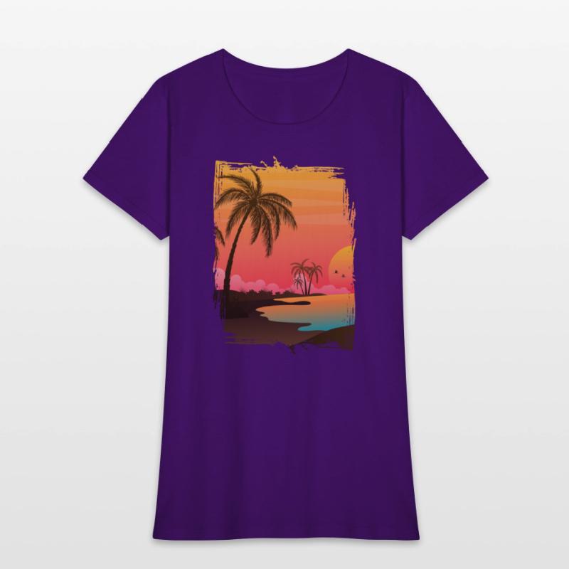 Beach Palm Sunset , Beach, Palm Trees, Vacation