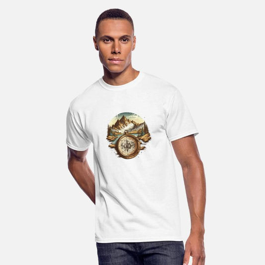 beautiful hiking landscape with a compass
