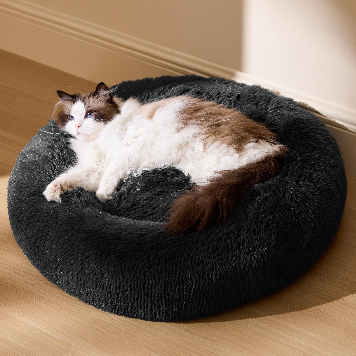 Bedsure Plush Round Cat Bed - 50x50x13cm Washable  - Premium Quality