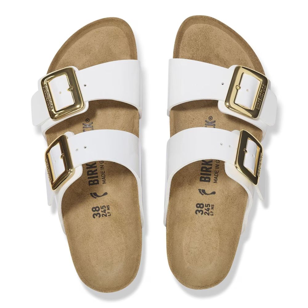 Birkenstock Women's Sydney Luxe Buckle Birko-Flor in Patent White