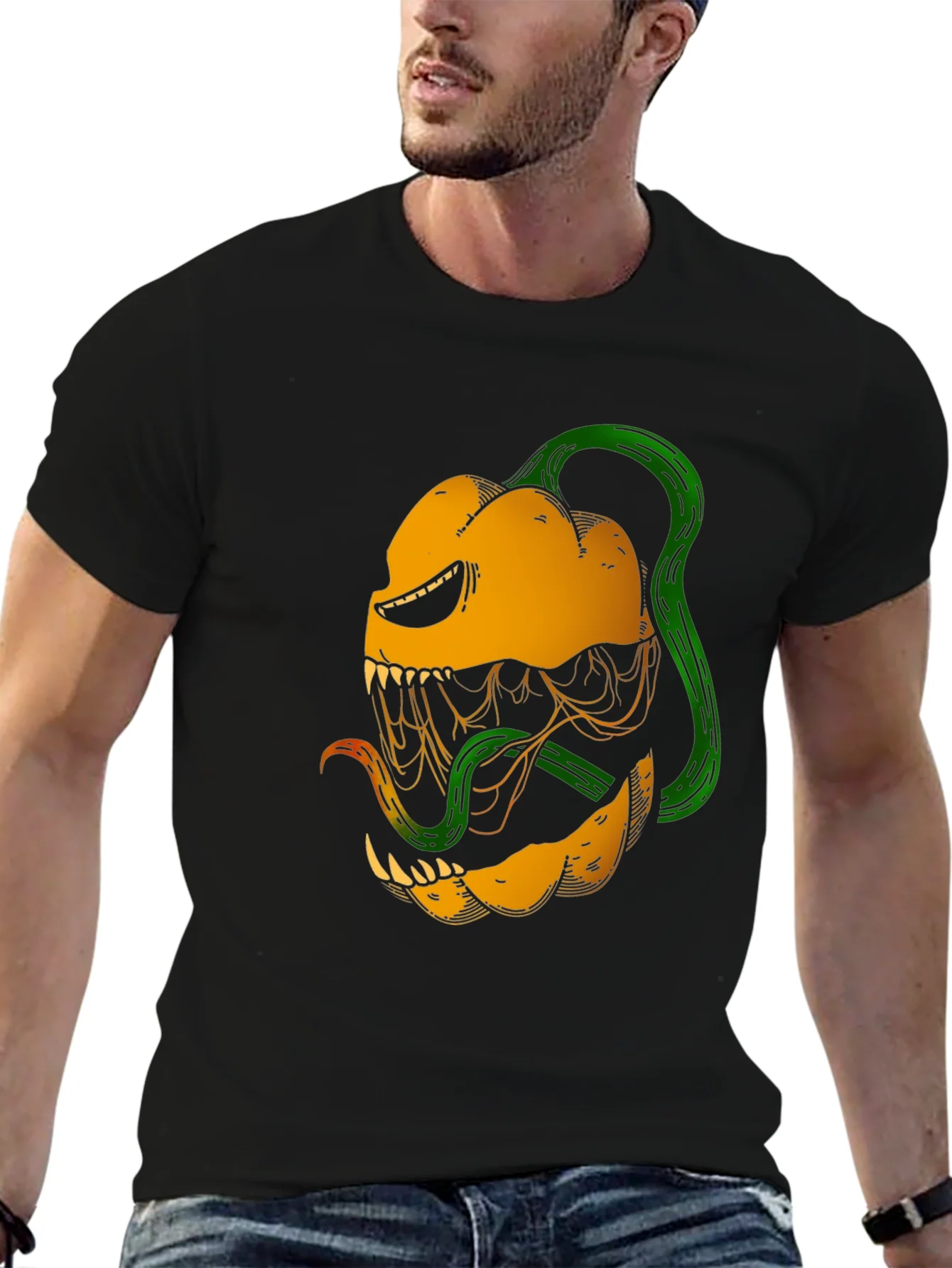 Monster Pumpkin Graphic T-Shirt - Halloween Ready!