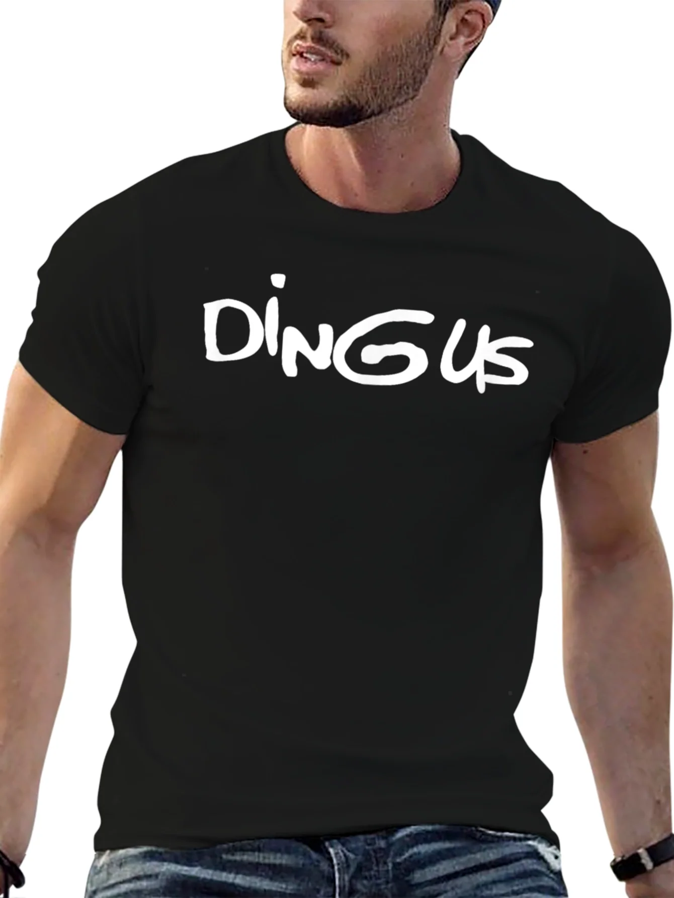 Dingus Graphic Tee - Black Cotton Casual T-Shirt