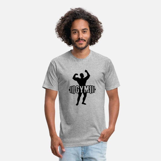 Bodybuilder transparent text 'GYM'