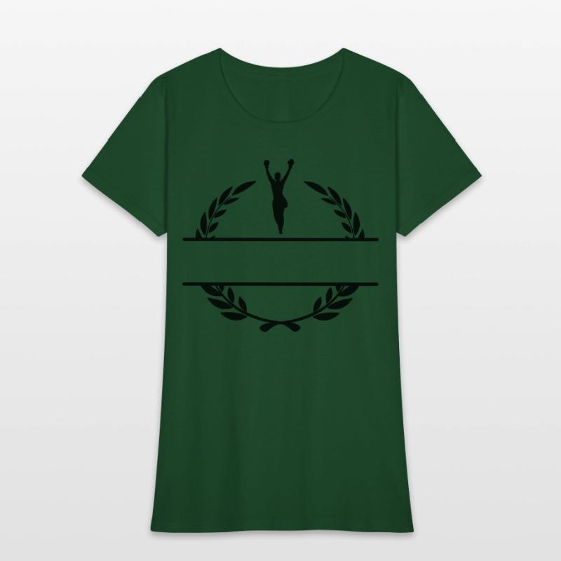 Boxer with hands up winner in laurel wreath