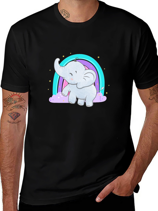 Cute Elephant Rainbow T-Shirt - Black