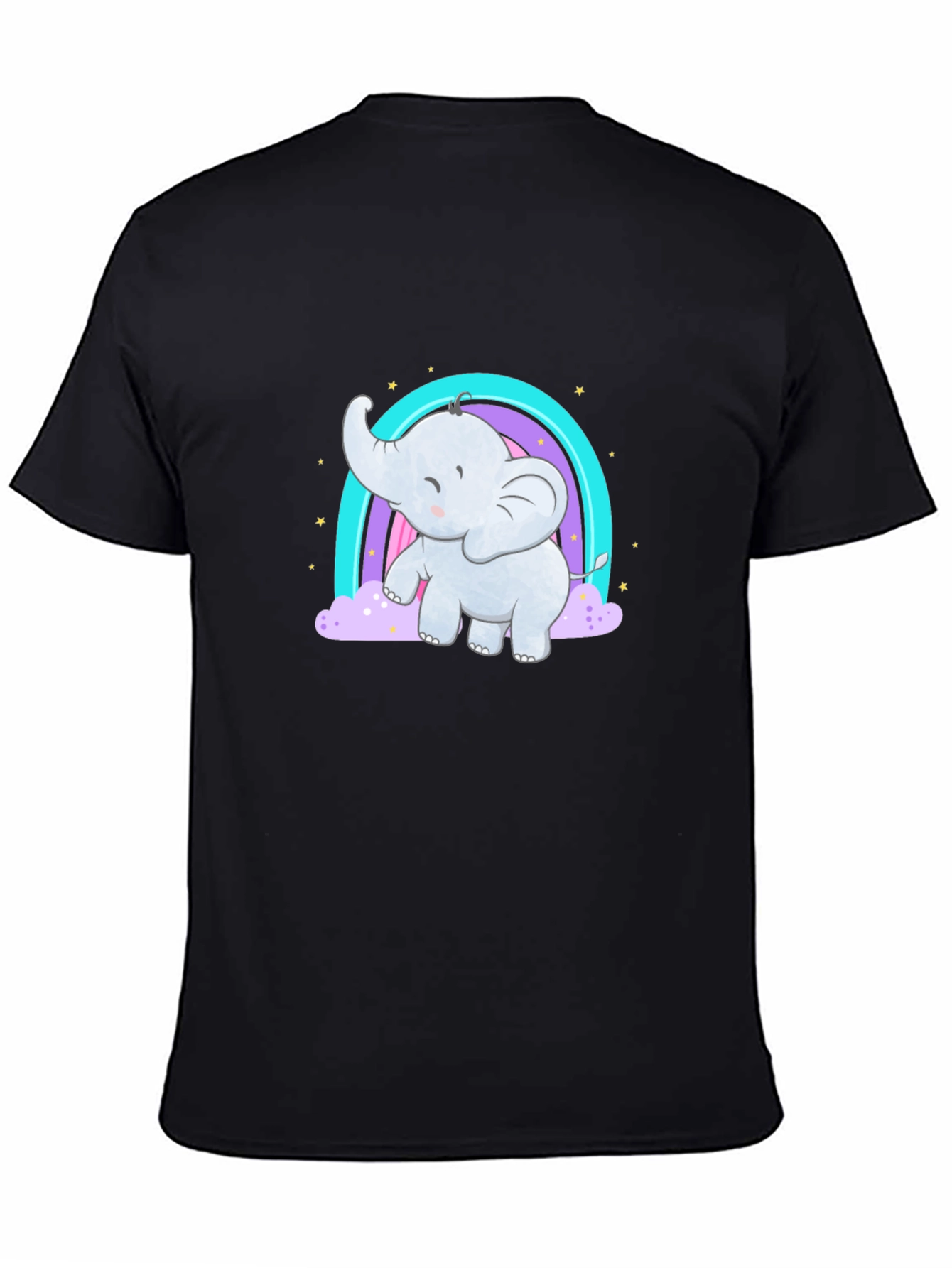 Cute Elephant Rainbow T-Shirt - Black
