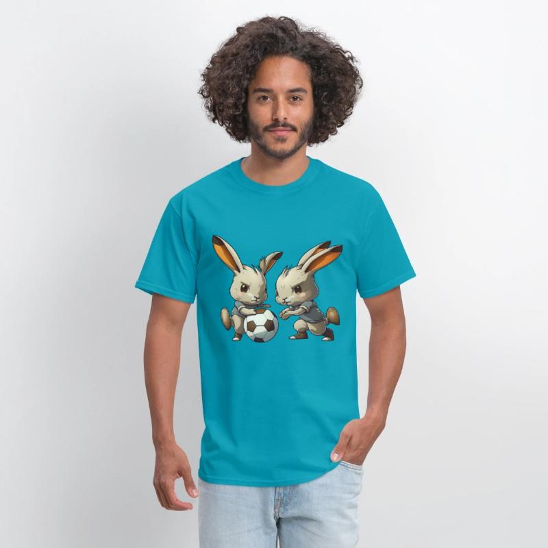 Bunnies playing football soccer cute bunny ball