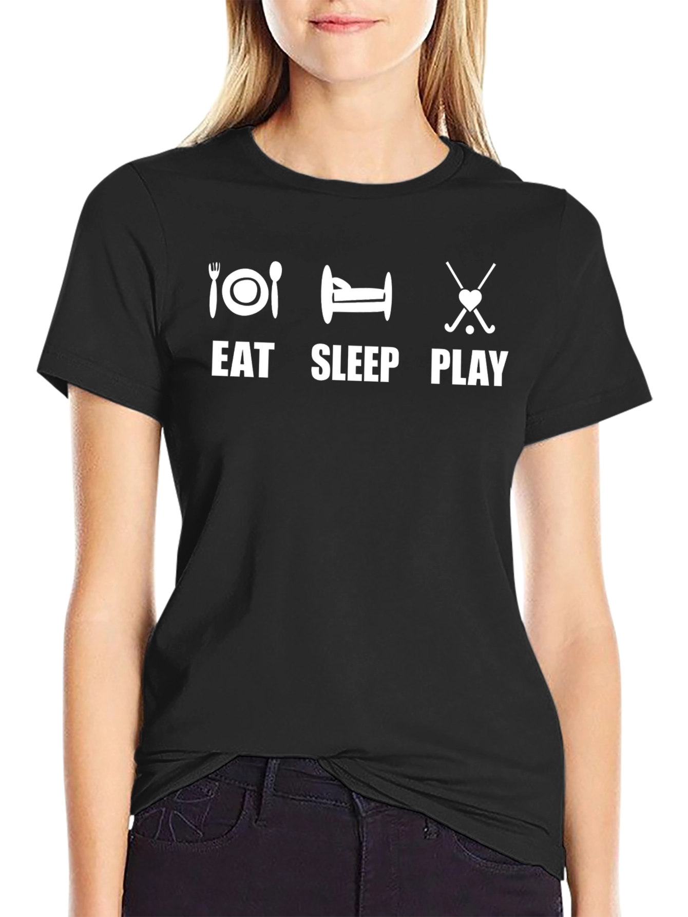 Eat Sleep Play Hockey T-Shirt - Black Cotton Tee
