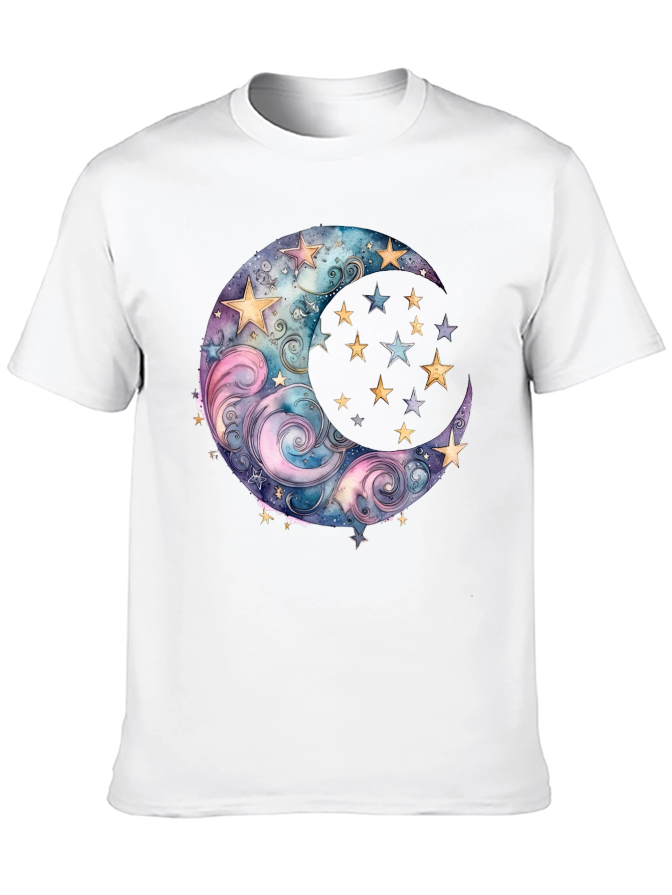 Celestial Moon and Stars Graphic Tee - Black