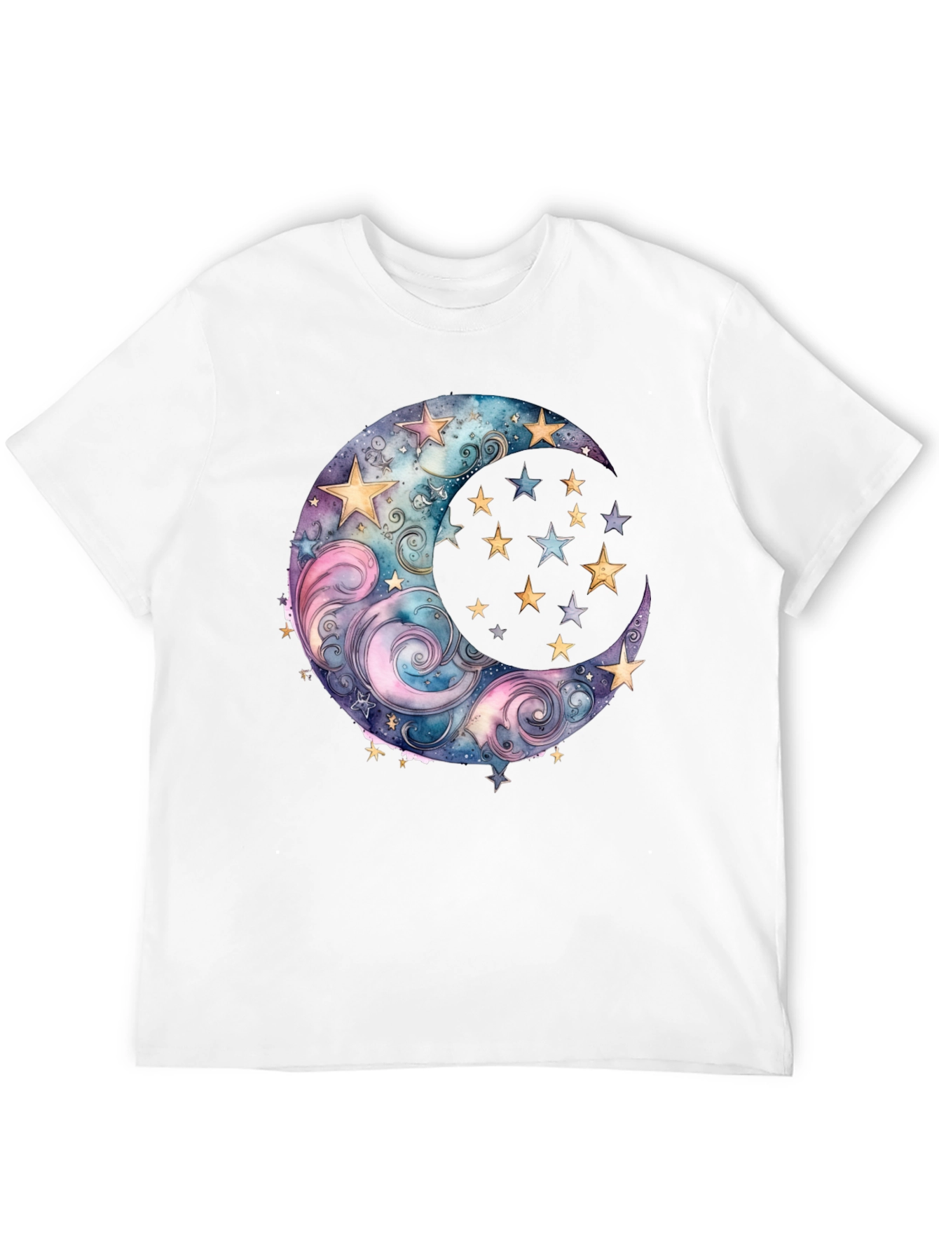 Celestial Moon and Stars Graphic Tee - Black