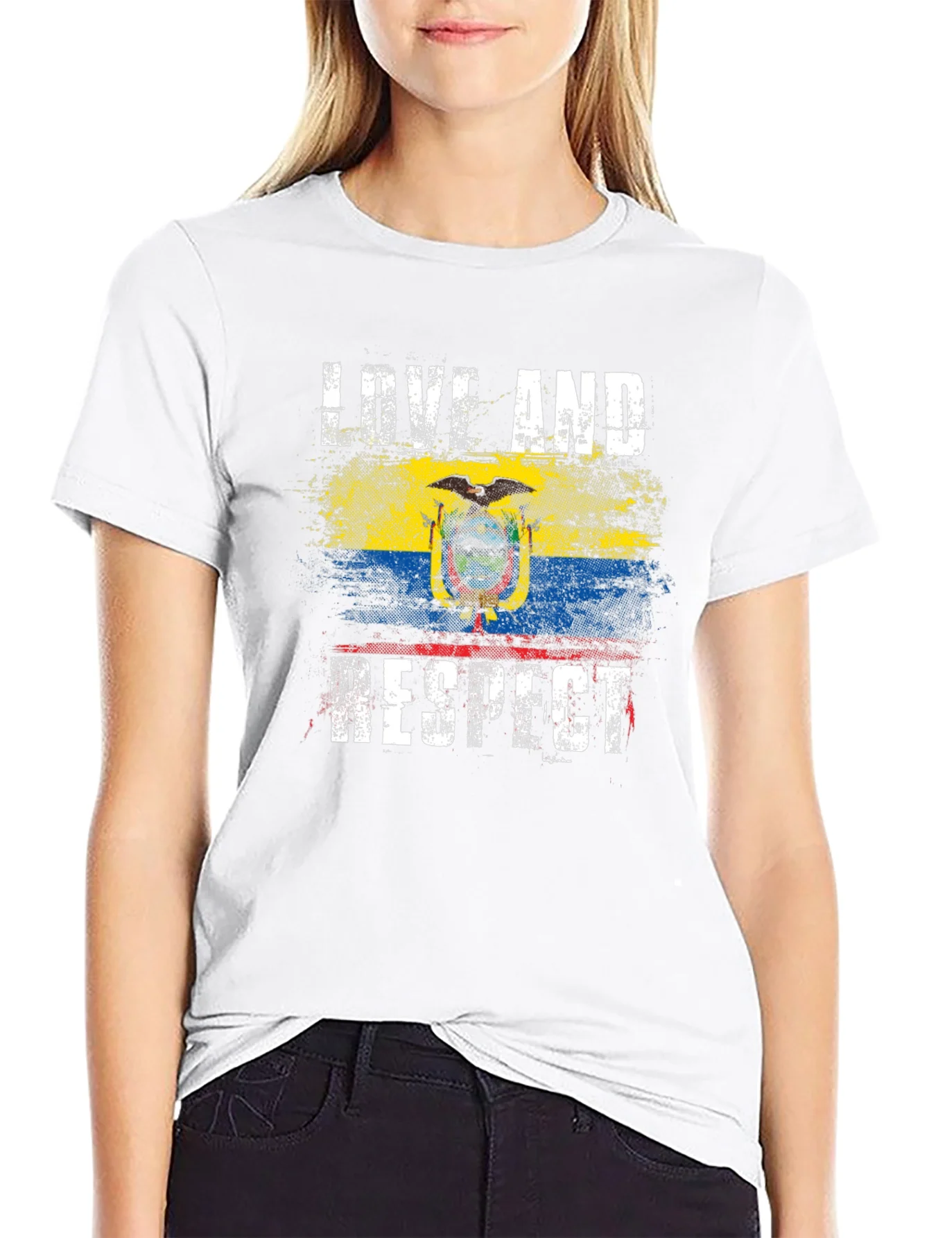 Ecuador Love and Respect Flag Graphic T-Shirt