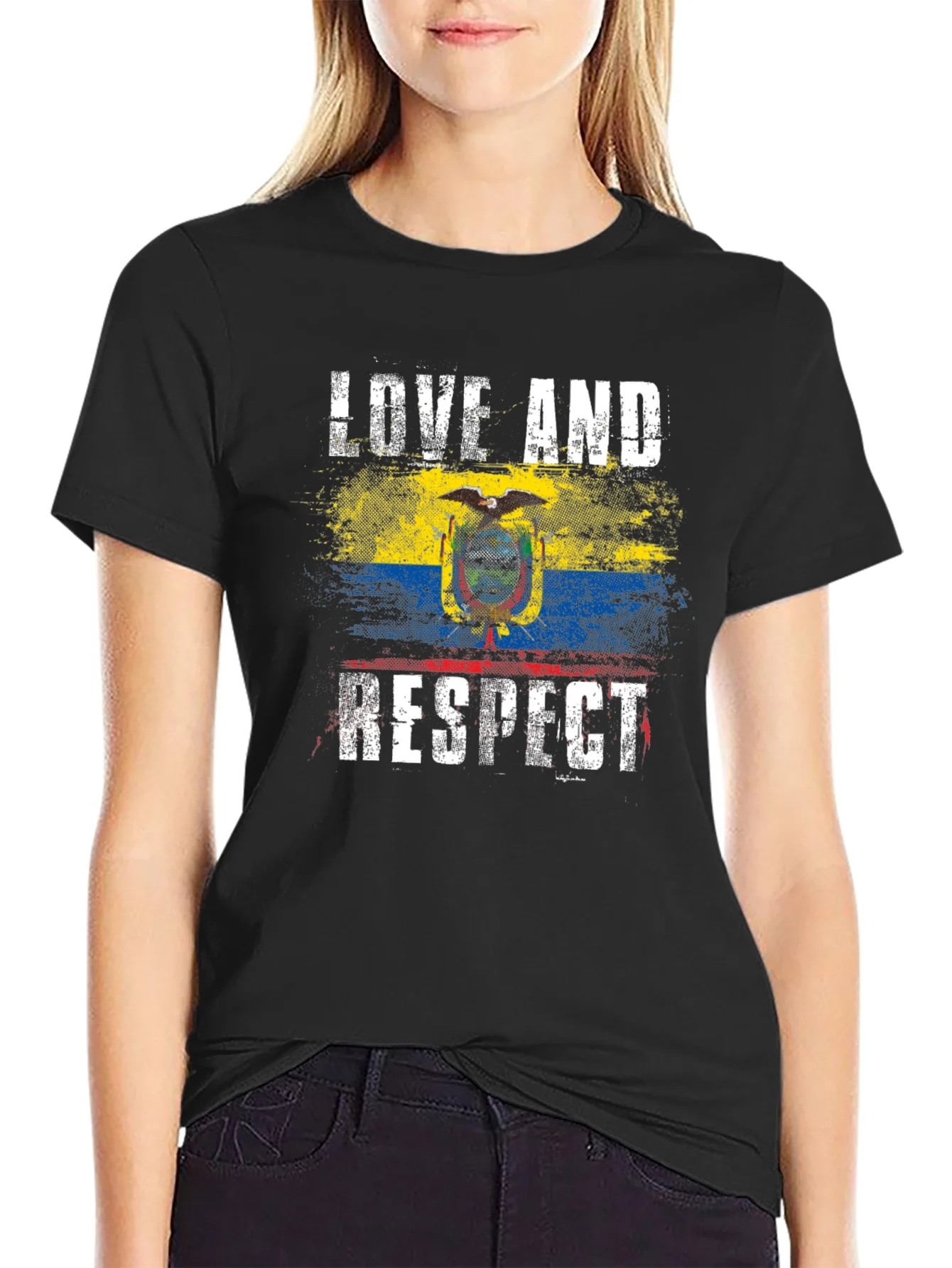Ecuador Love and Respect Flag Graphic T-Shirt
