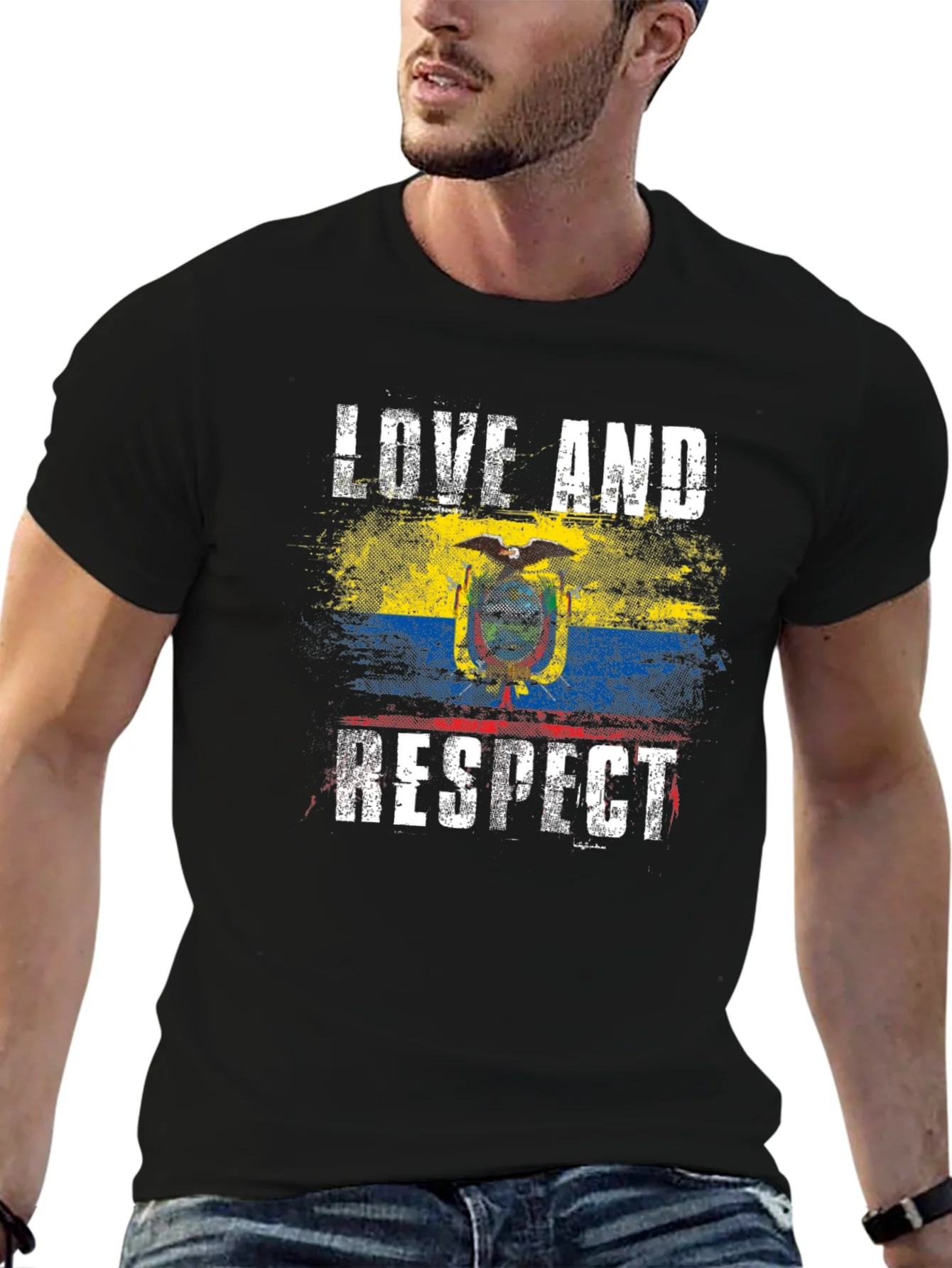 Ecuador Love and Respect Flag Graphic T-Shirt