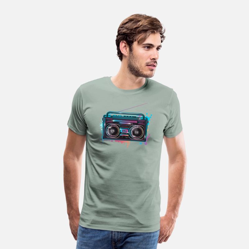 Cassette recorder in 80s neon graffiti look