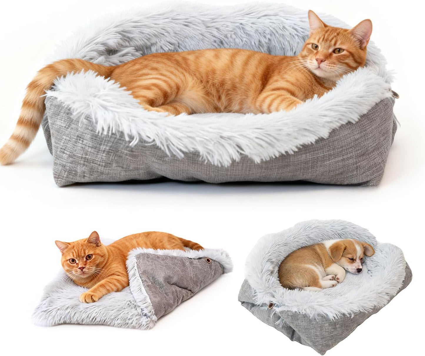 Cat Dog Pet Bed, Fluffy, Autumn/Winter, Warm, 2-Wa - Premium Quality