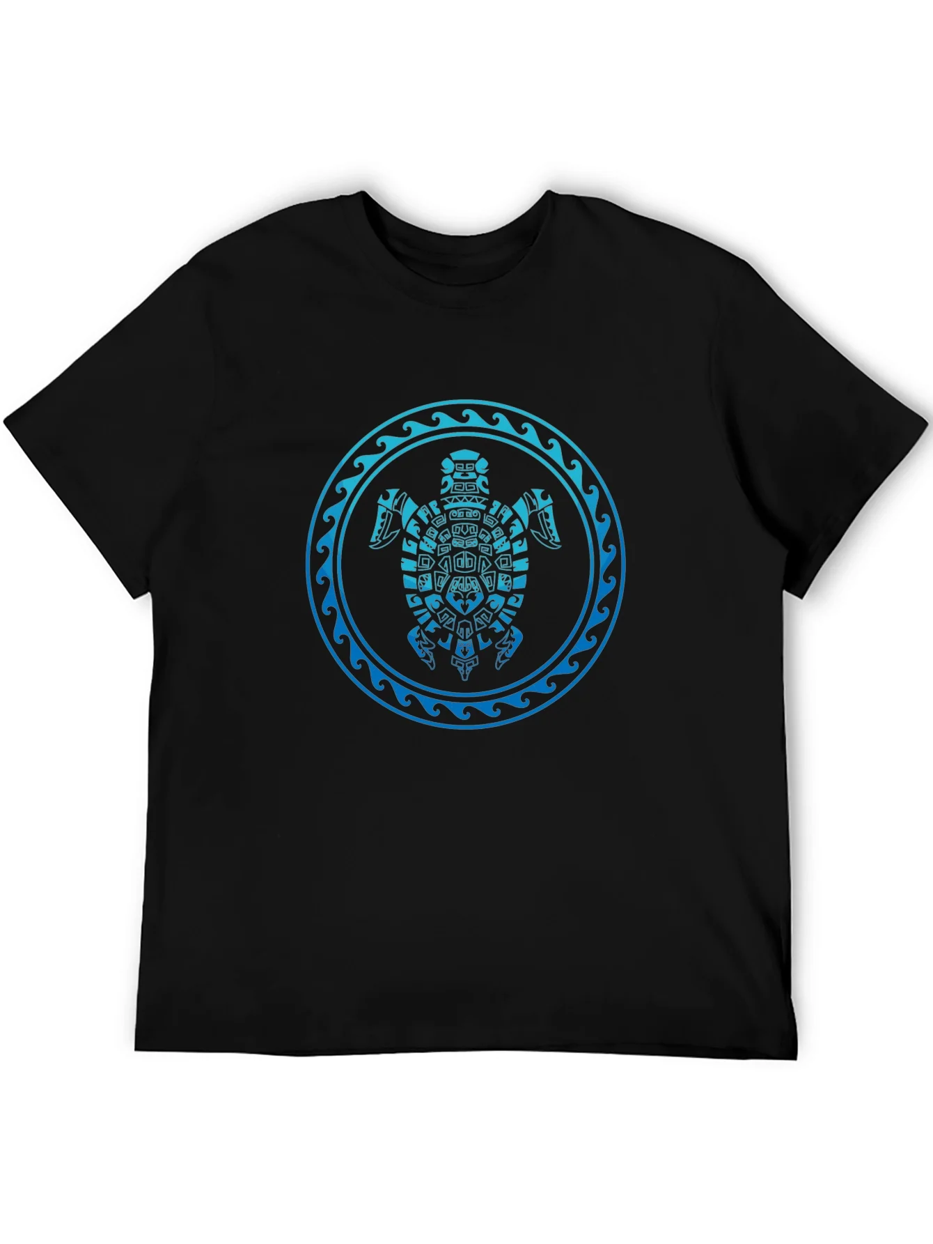 Tribal Turtle Graphic T-Shirt - Black