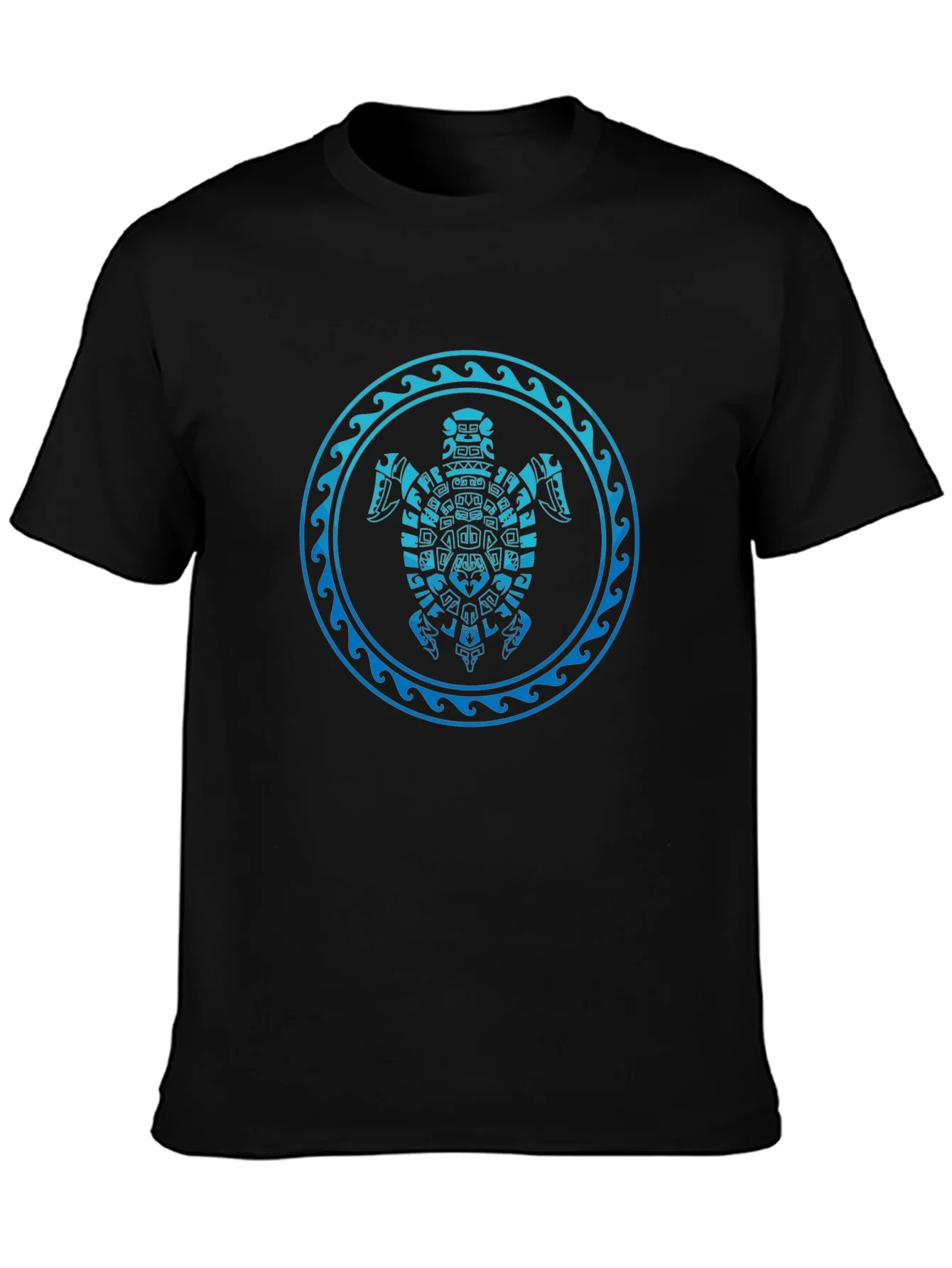 Tribal Turtle Graphic T-Shirt - Black