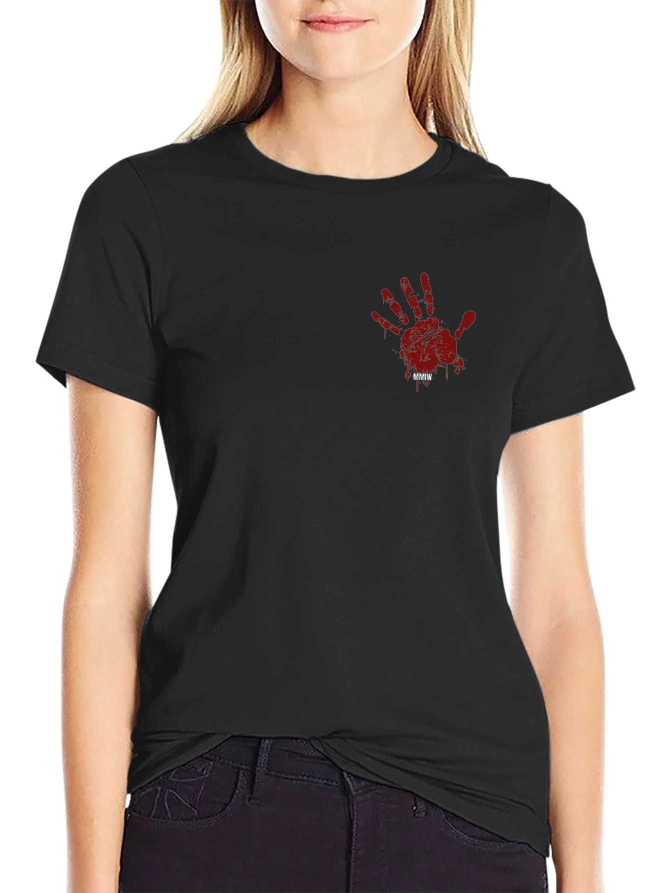 MMIW Bloody Hand Print Graphic Tee - Black