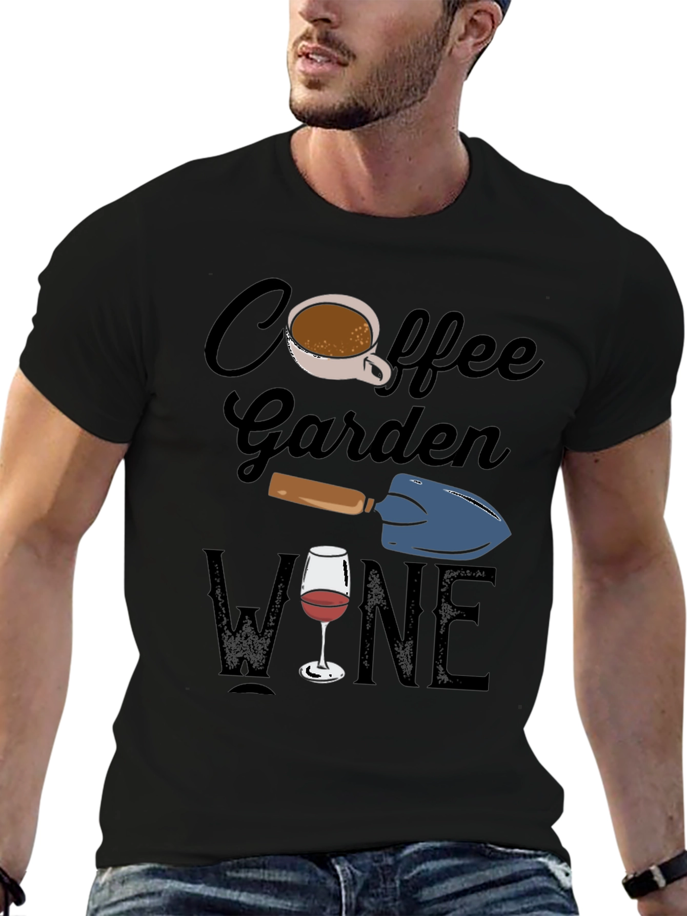 Coffee Garden Wine T-Shirt - Gardening Lover Tee