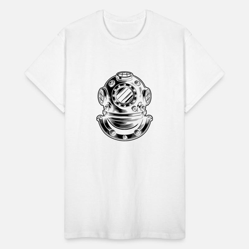 Classic Diving Helmet In Retro Illustration Style