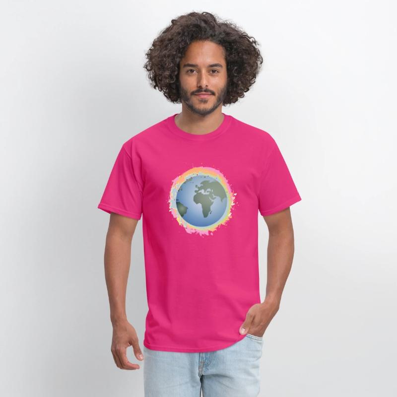 colorful planet earth with green continents