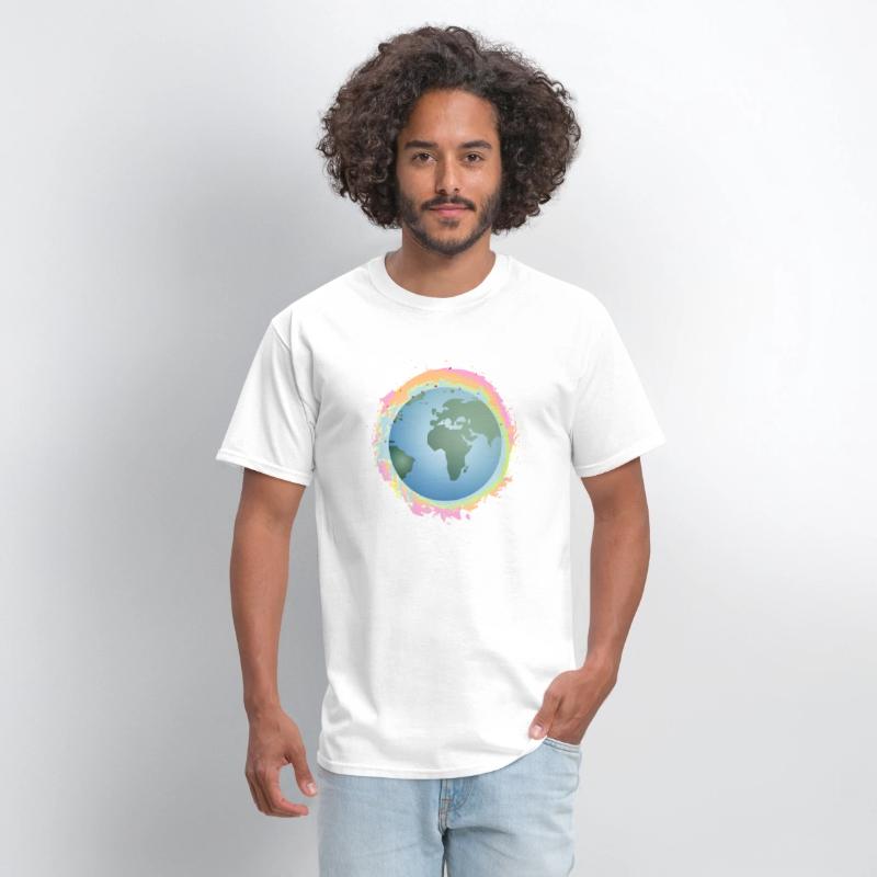 colorful planet earth with green continents