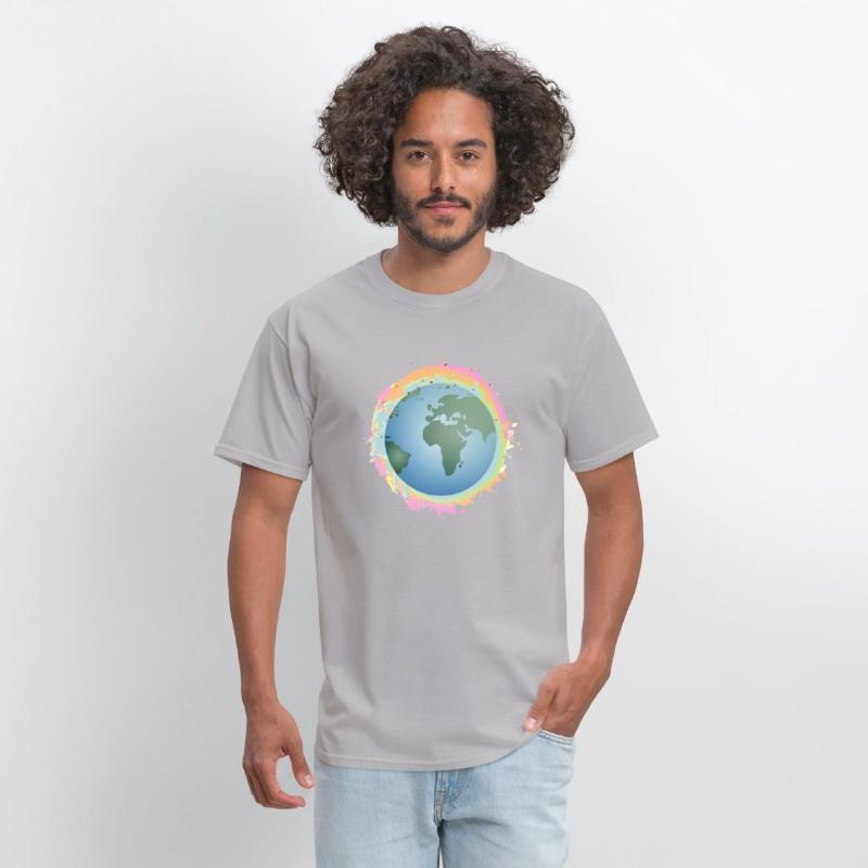 colorful planet earth with green continents