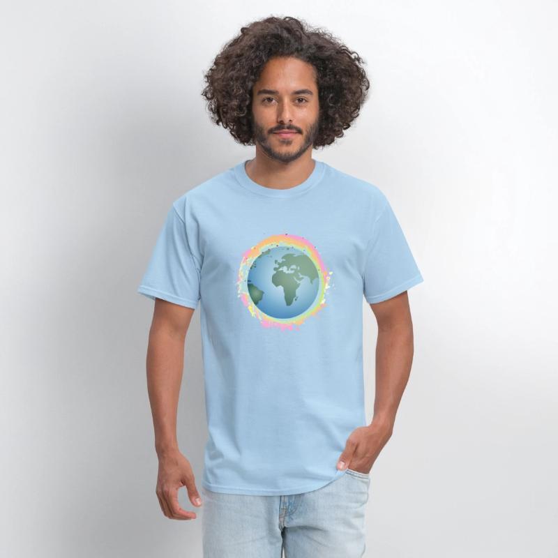 colorful planet earth with green continents