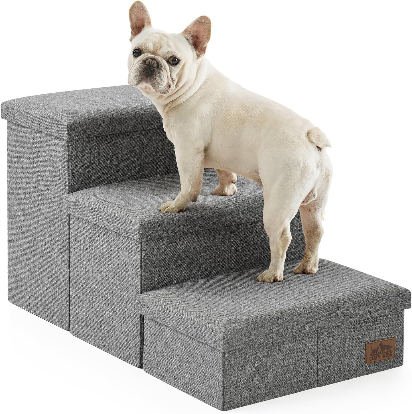 - COZY KISS Dog Stairs with Storage Wide Sturdy fo - Premium Quality