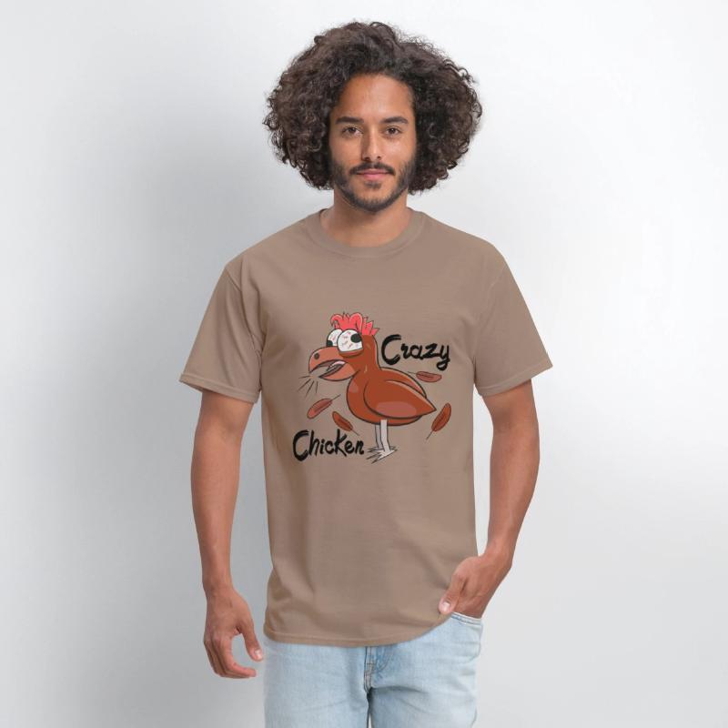 Crazy Shocked Farm Chicken Funny Cartoon Brown