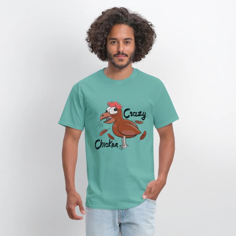 Crazy Shocked Farm Chicken Funny Cartoon Brown