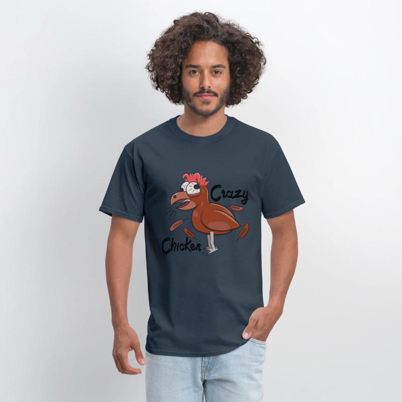 Crazy Shocked Farm Chicken Funny Cartoon Brown