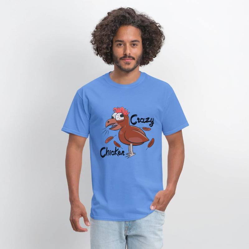 Crazy Shocked Farm Chicken Funny Cartoon Brown