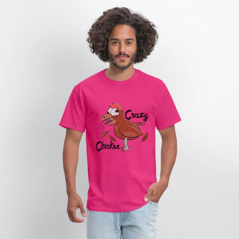 Crazy Shocked Farm Chicken Funny Cartoon Brown