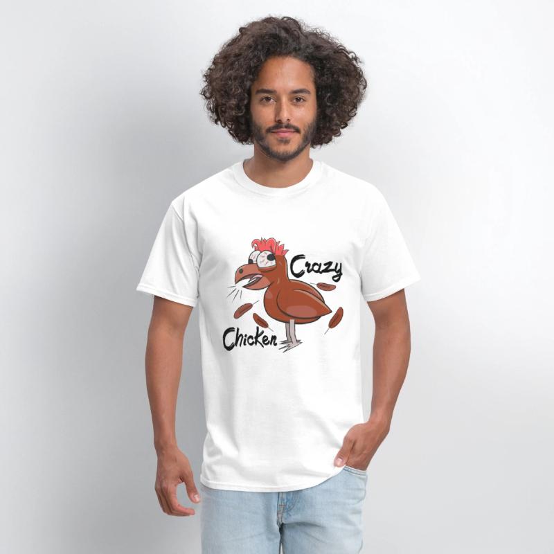Crazy Shocked Farm Chicken Funny Cartoon Brown