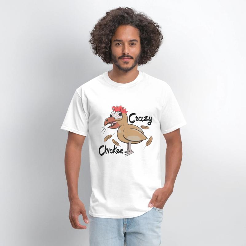Crazy Shocked Farm Chicken Funny Cartoon White