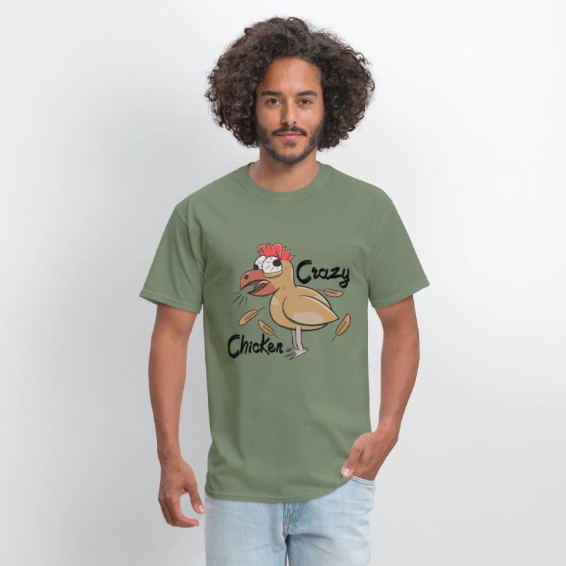 Crazy Shocked Farm Chicken Funny Cartoon White