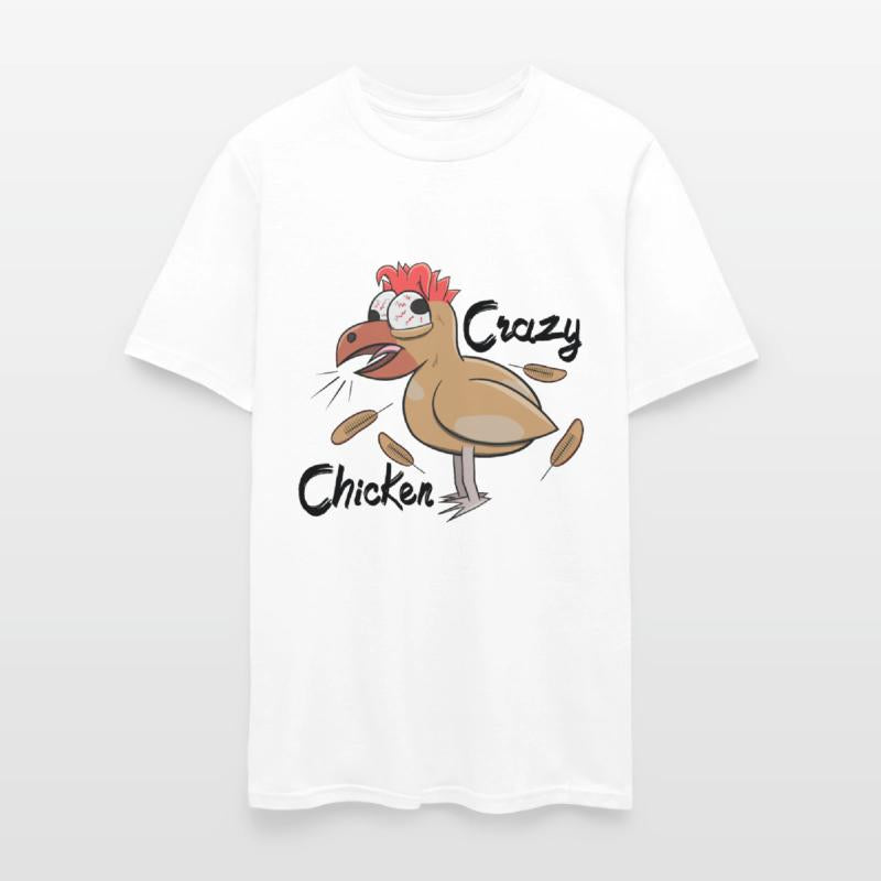 Crazy Shocked Farm Chicken Funny Cartoon White
